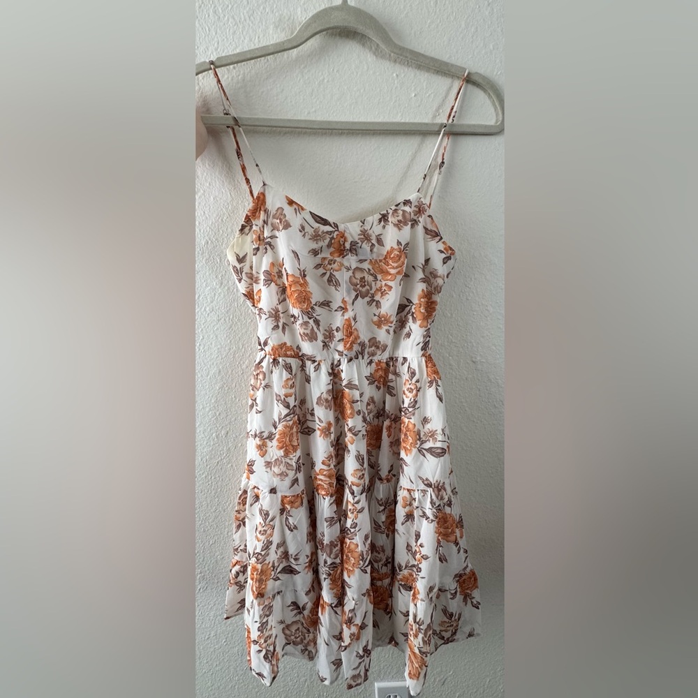 Petal & Pup Floral Mini Dress - White and Orange